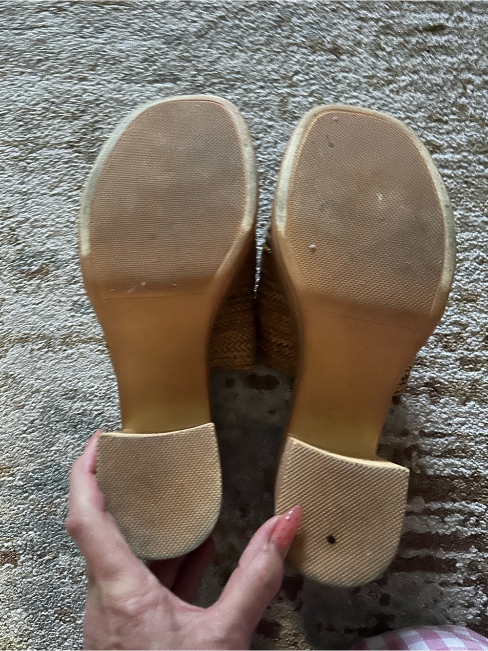 Seychelles Woven Tan Cork Platform Slide Heels - Picture 6 of 6